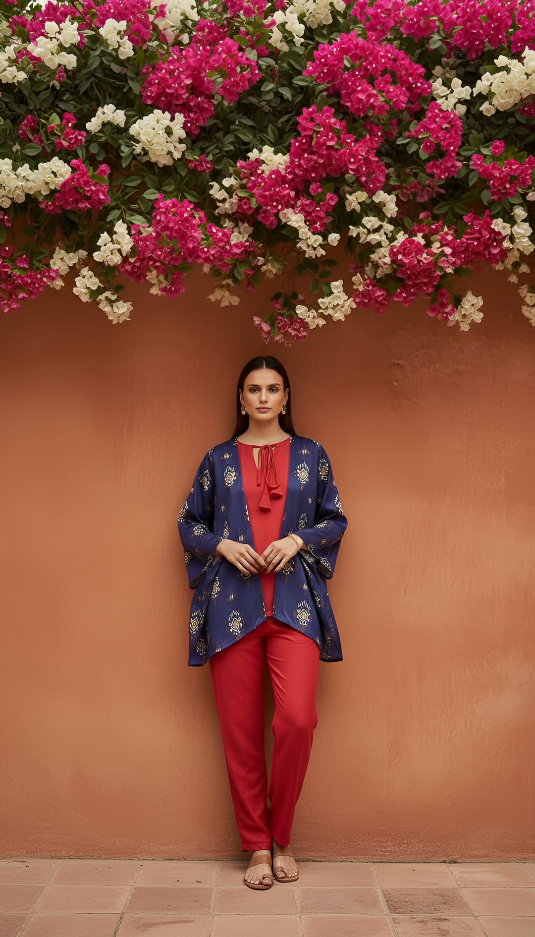 Indigo–Red Ikat Fusion Set