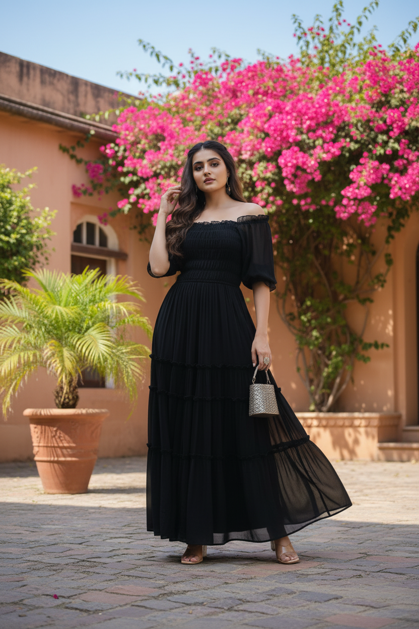 Dark Black Maxi Dress