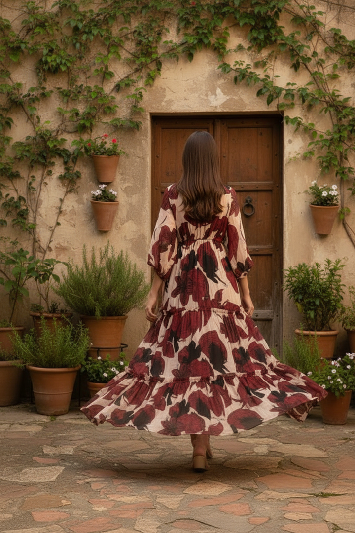 Crimson Noir Maxi Dress