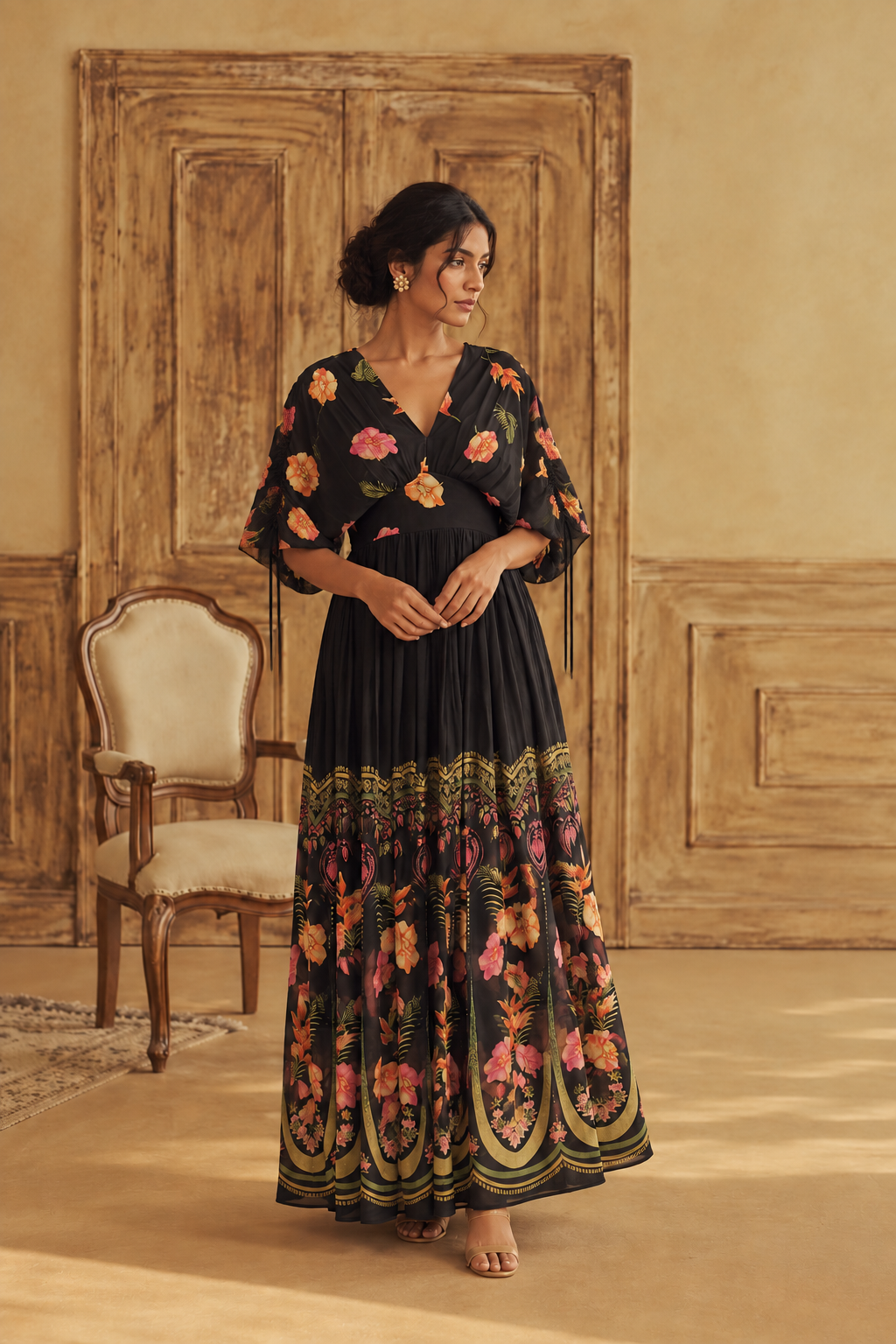 La Nuit Floral Maxi Dress
