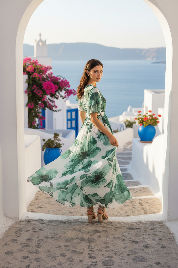 Emerald Flow Maxi Dress