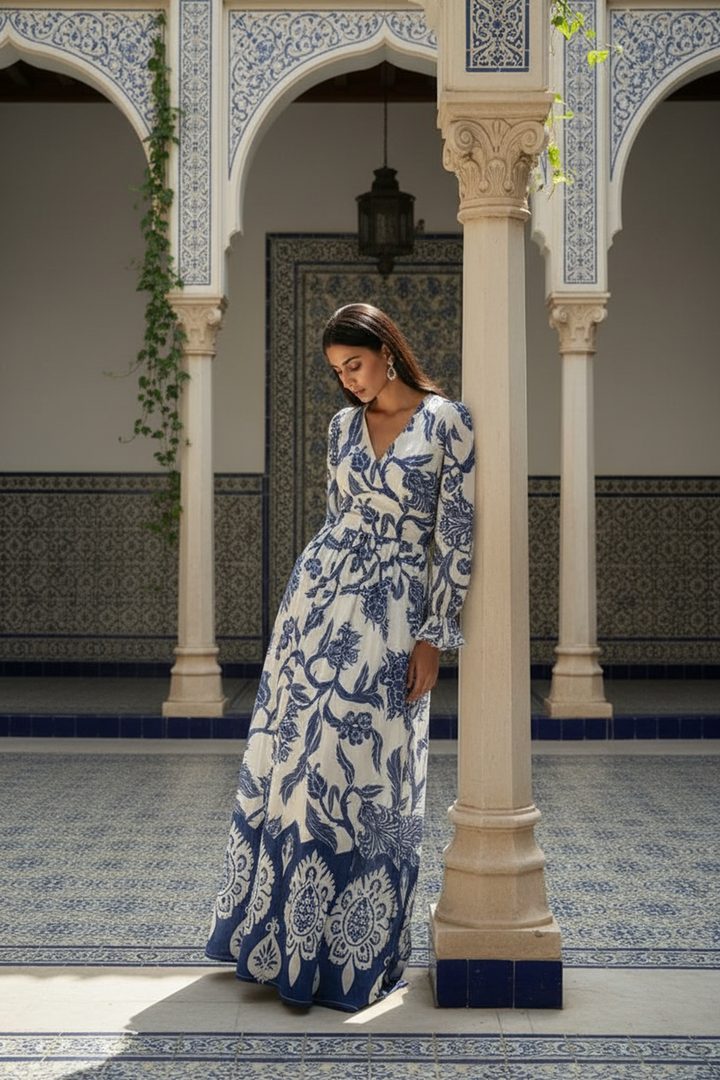 Marine Motif Maxi Dress
