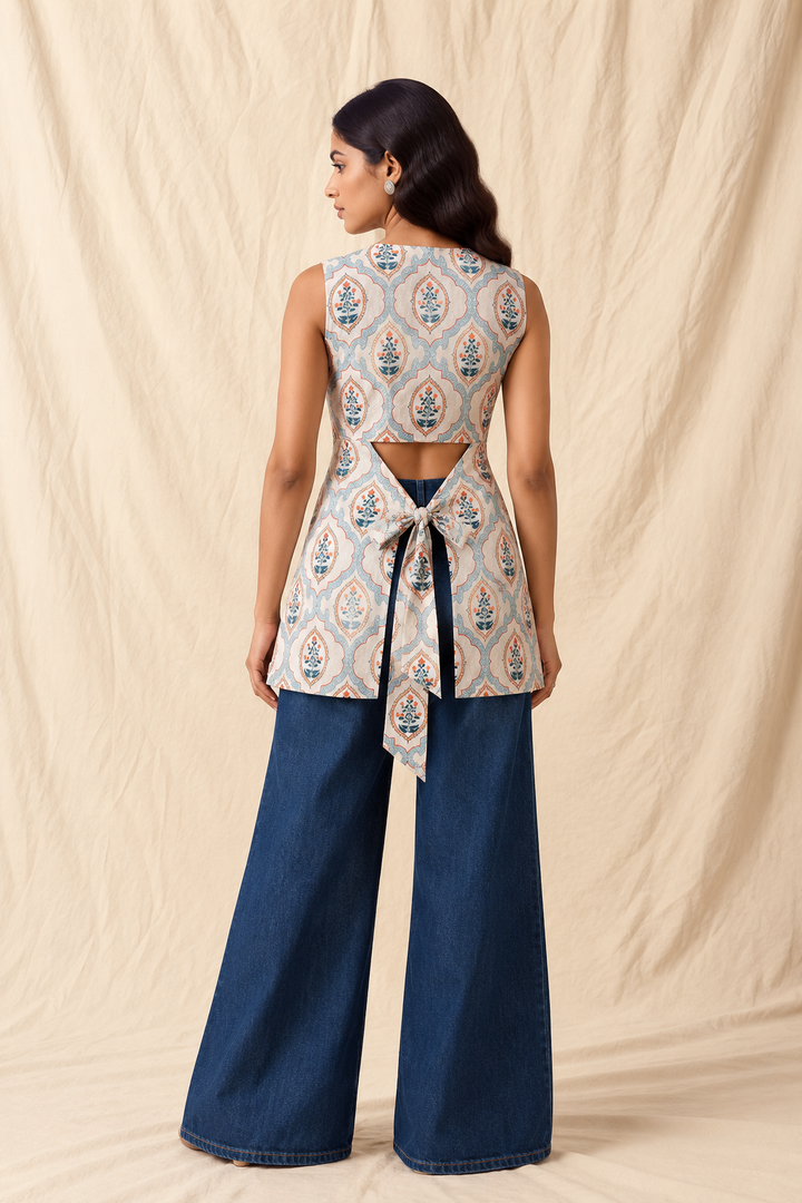 CELIA | Grey Floral Short Kurti