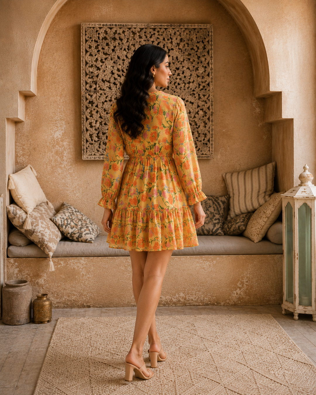 Golden Fleur Mini Dress
