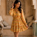 Golden Fleur Mini Dress