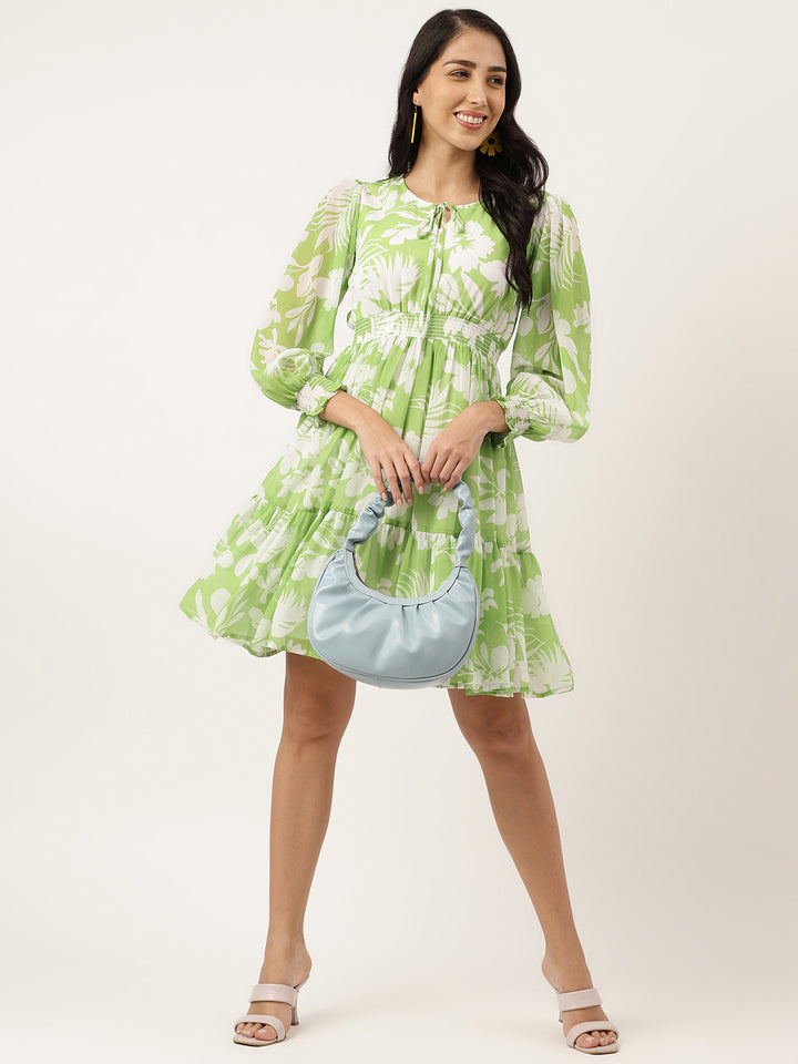 Tan Green Women's Mini  Dress