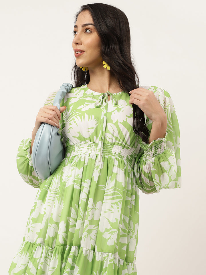 Tan Green Women's Mini  Dress