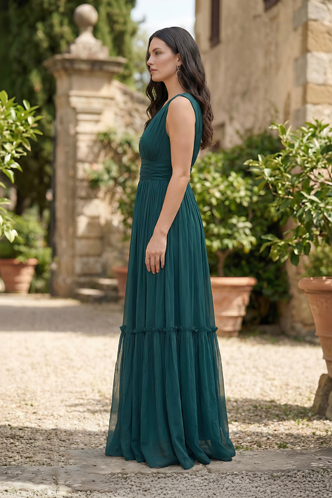 Emerald Green Tiered Maxi Dress