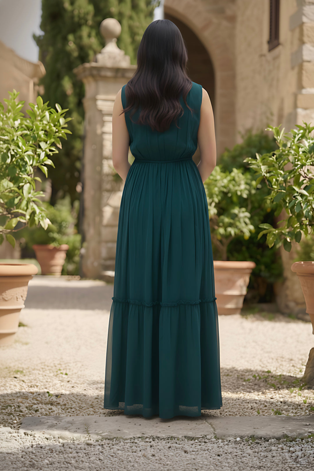 Emerald Green Tiered Maxi Dress