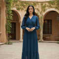 Teal Blue Wrap Maxi Dress