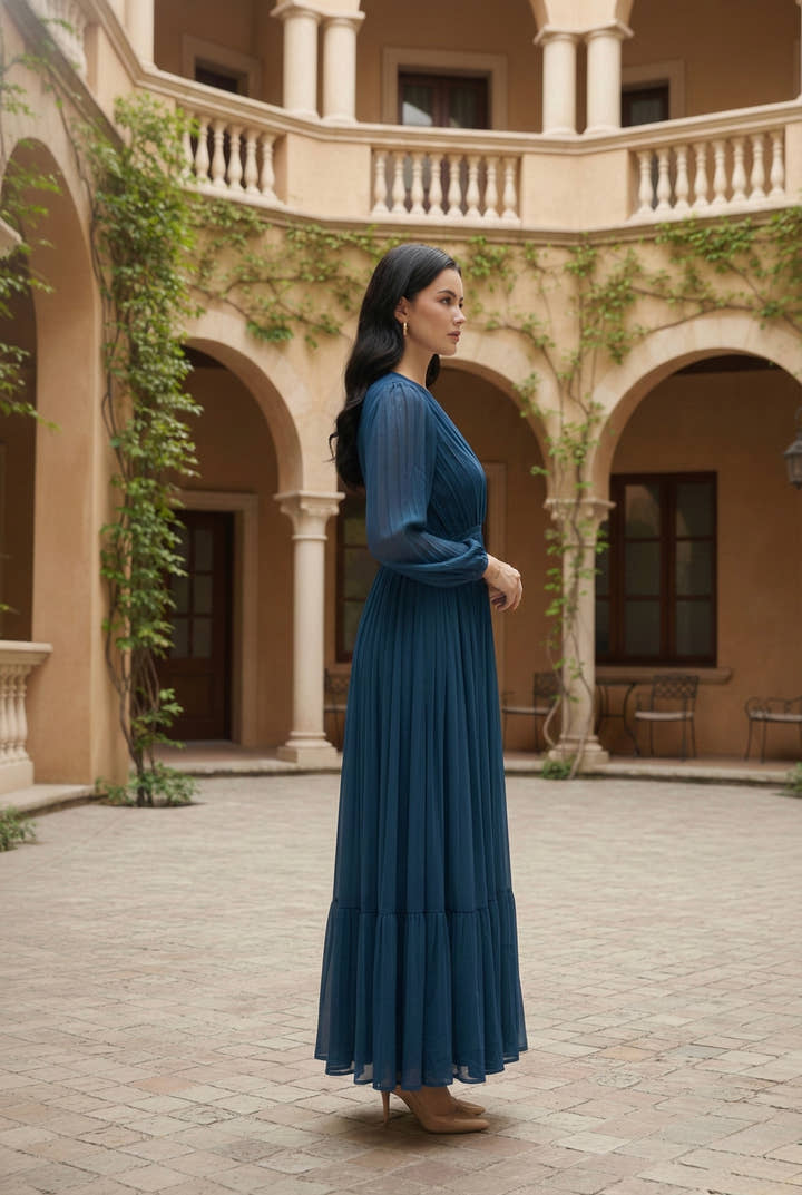 Teal Blue Wrap Maxi Dress