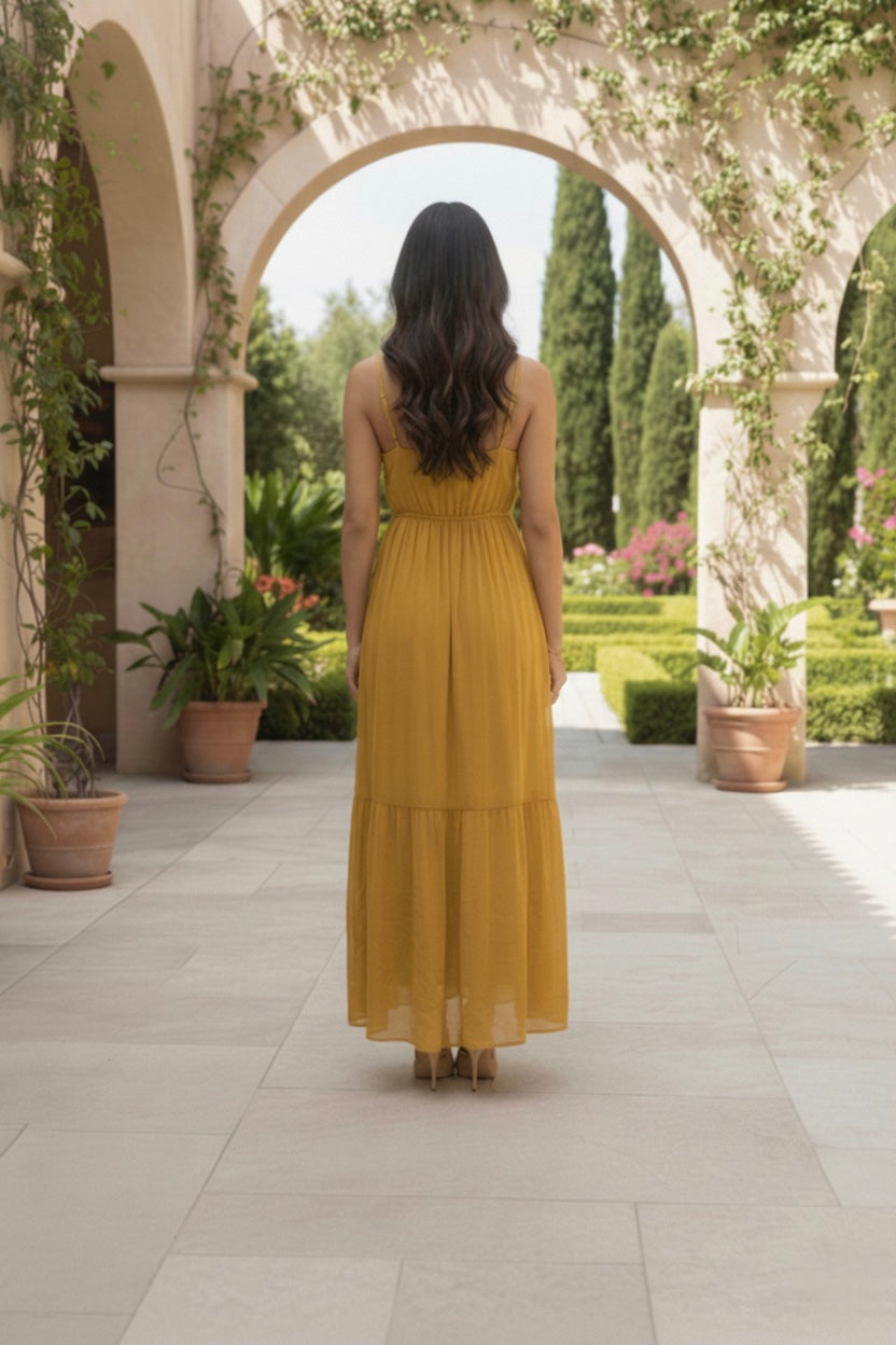 Mustard Yellow Tiered Maxi Dress