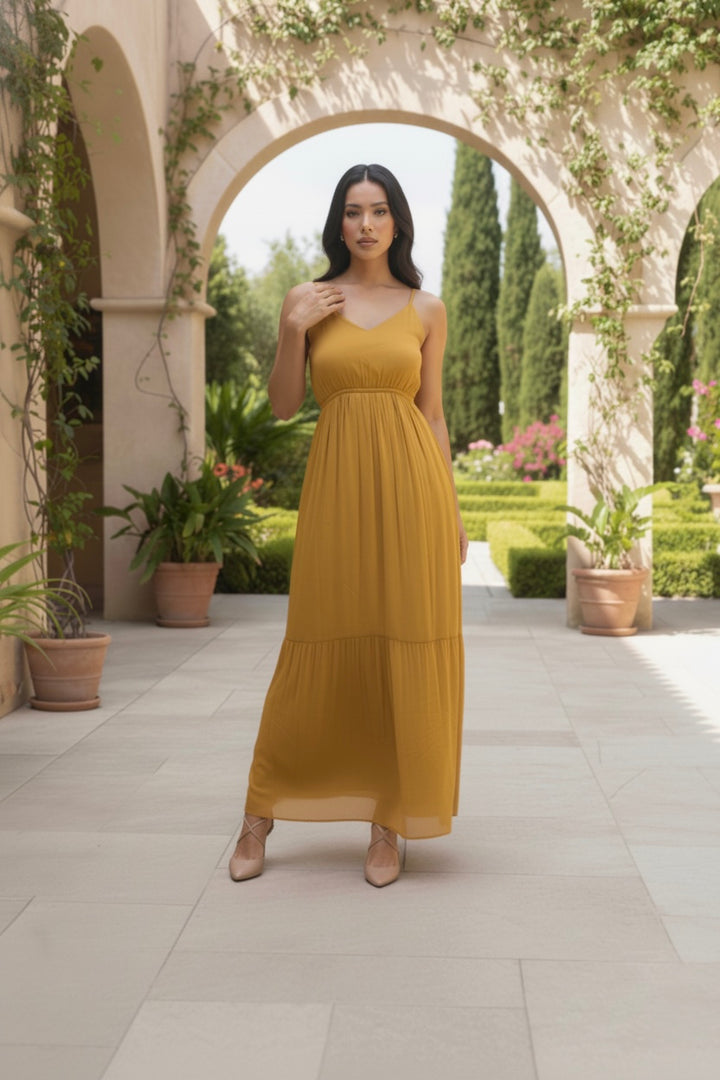 Mustard Yellow Tiered Maxi Dress