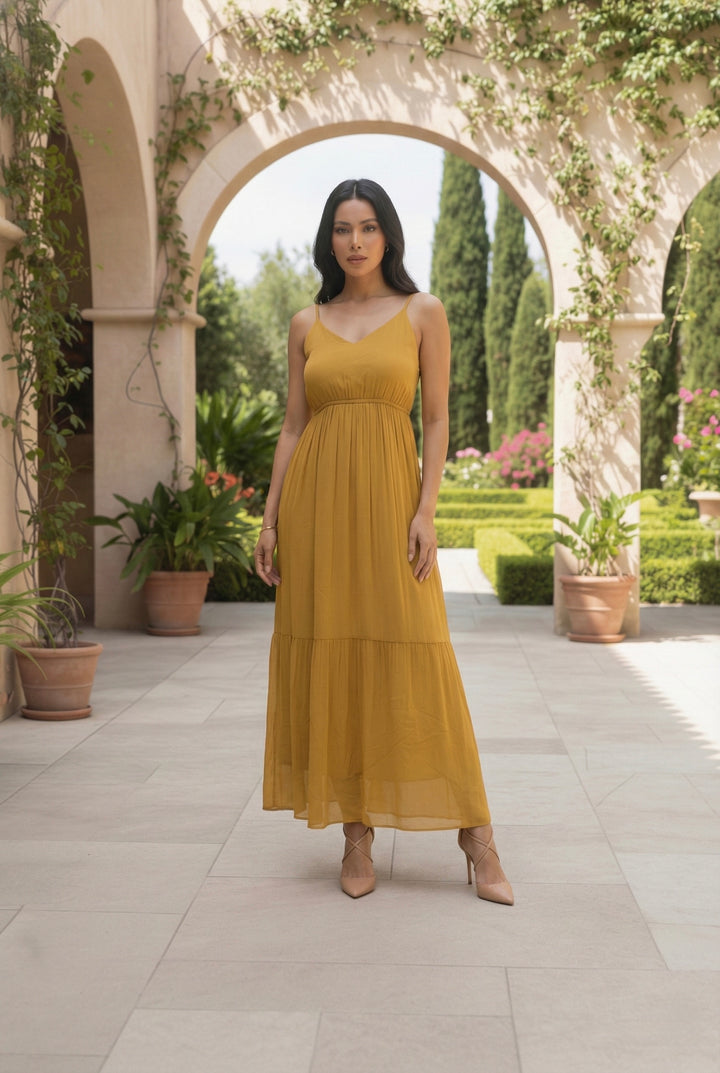 Mustard Yellow Tiered Maxi Dress