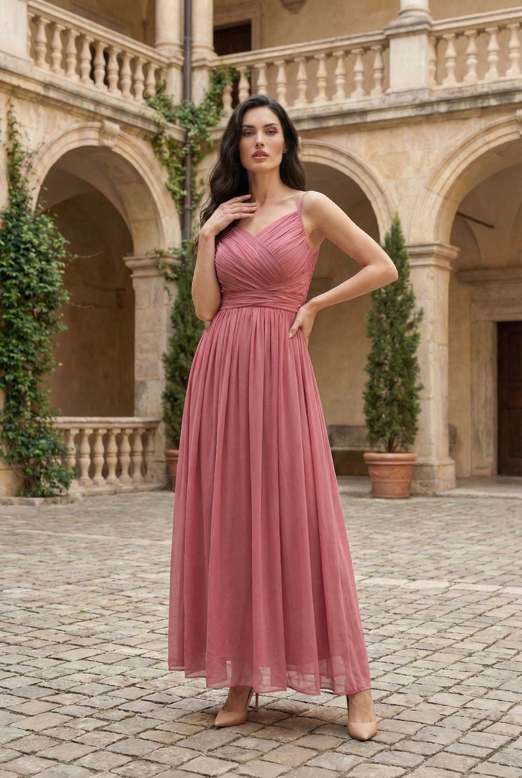 Dusty Rose Pleated Maxi Dress | Masakali.co – Masakali.Co®