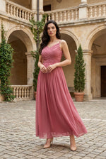 Dusty Rose Pleated Maxi Dress