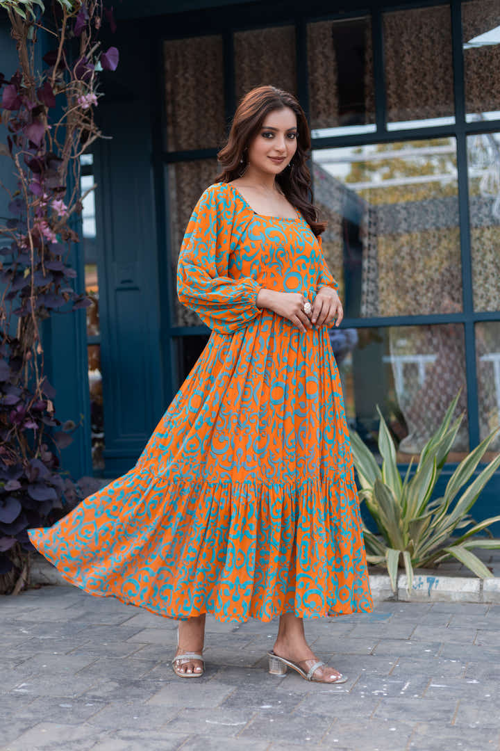 Side profile of Masakali's Pop Drop dress showcasing full-length sleeves