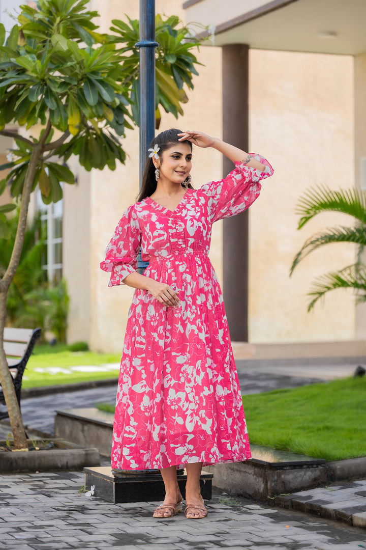 Petal Breeze Pink Maxi Dress