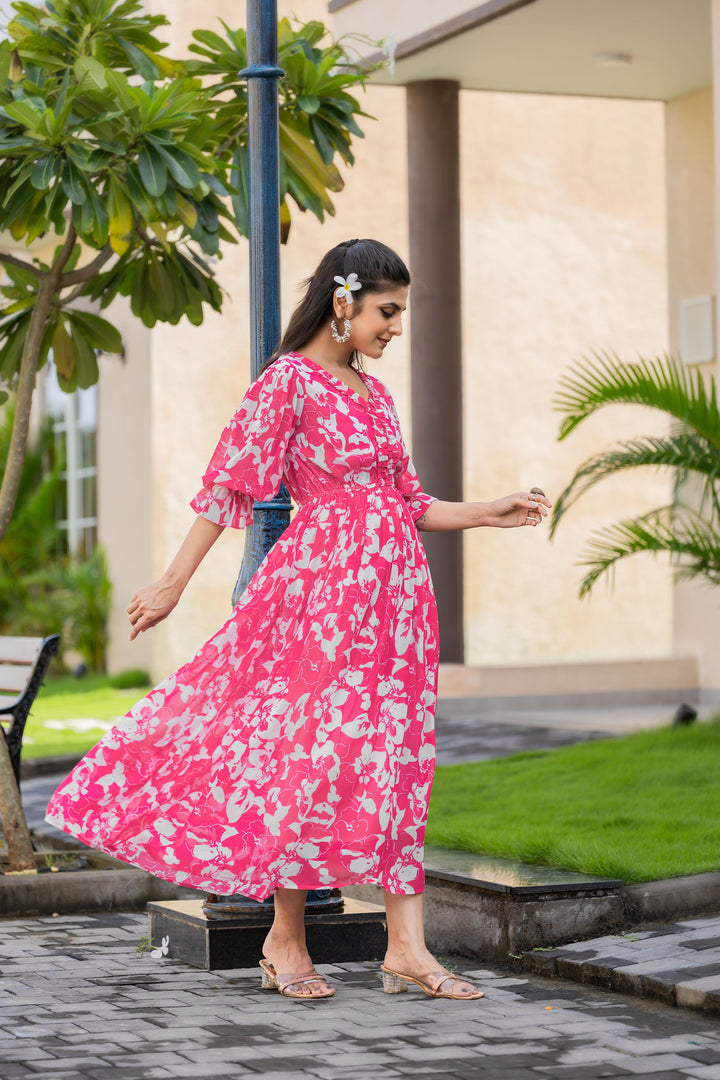 Petal Breeze Pink Maxi Dress