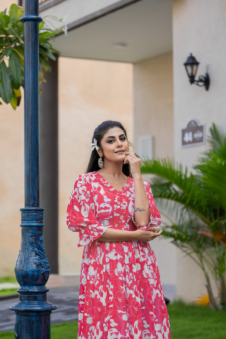 Petal Breeze Pink Maxi Dress