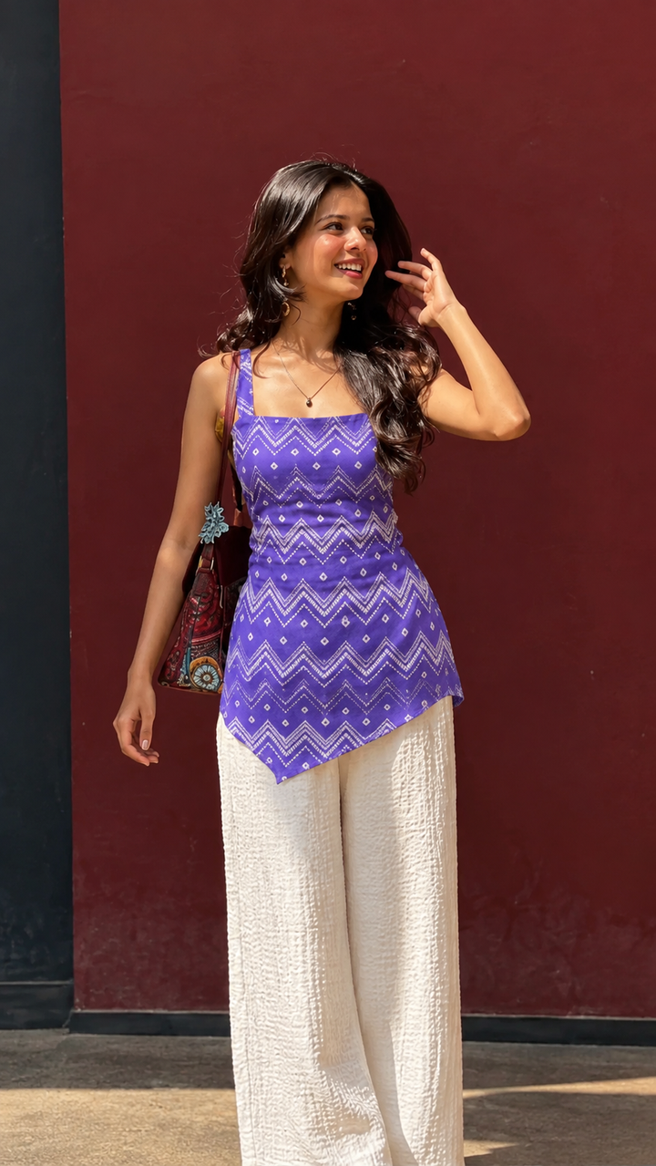 VERA | Purple Chevron Short Kurti