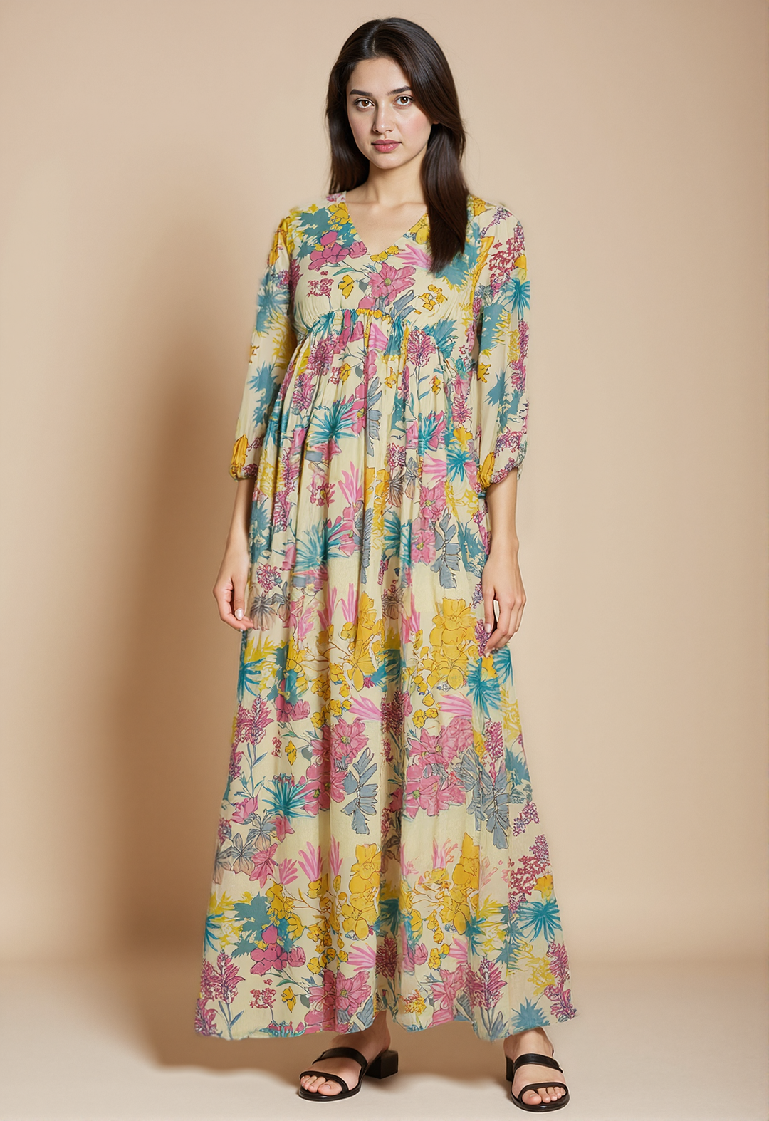 Lemon Zest Floral Maxi Dress