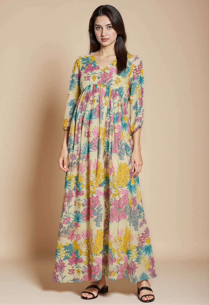 Lemon Zest Floral Maxi Dress