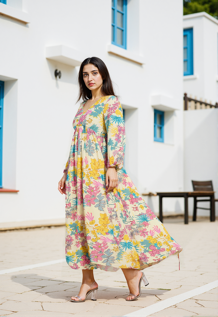 Lemon Zest Floral Maxi Dress