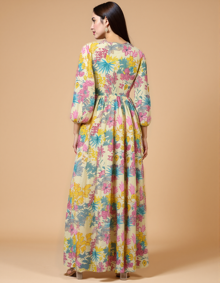 Lemon Zest Floral Maxi Dress