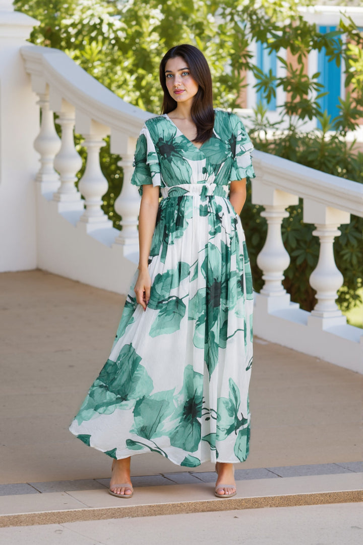 Emerald Flow Maxi Dress