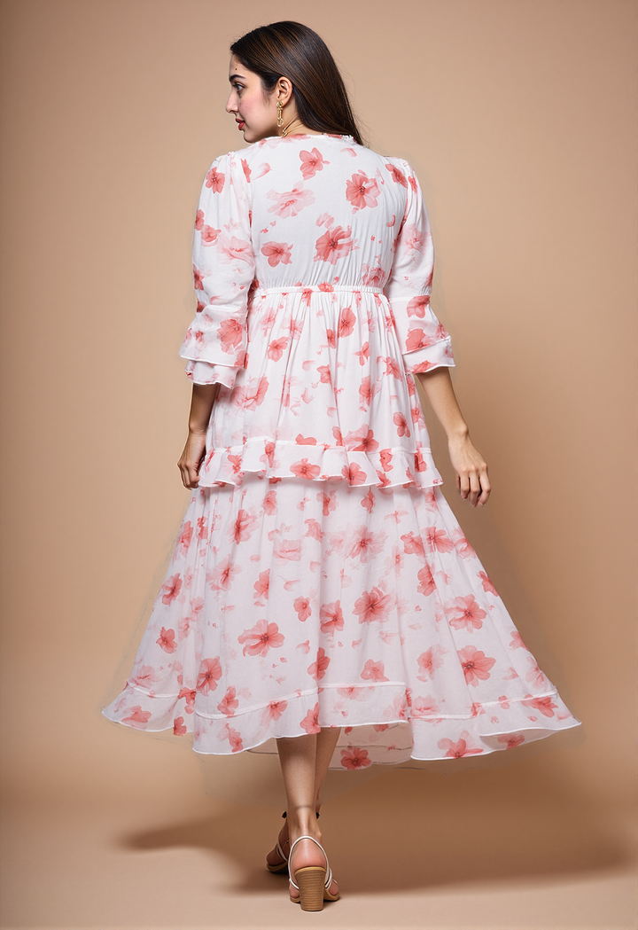 Cherry Blossom Ruffled Maxi Dress