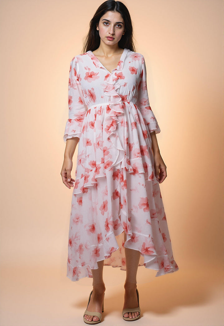 Cherry Blossom Ruffled Maxi Dress