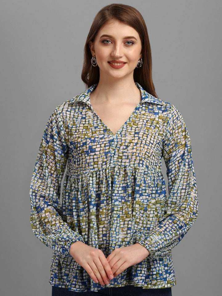 Abstract Geometrical Printed Women's Top - Masakali.Co®