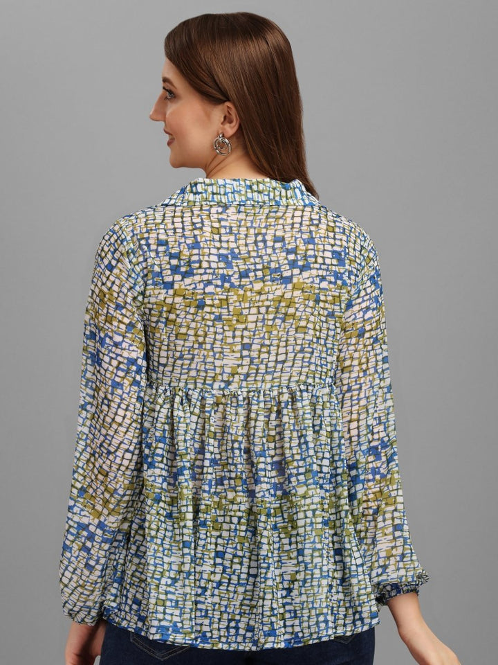 Abstract Geometrical Printed Women's Top - Masakali.Co®