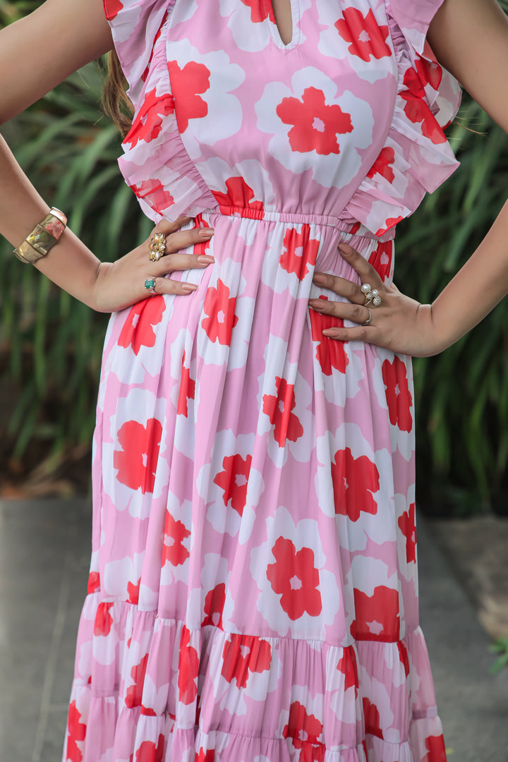 Blossom Pink Floral Maxi Dress - Masakali.Co®