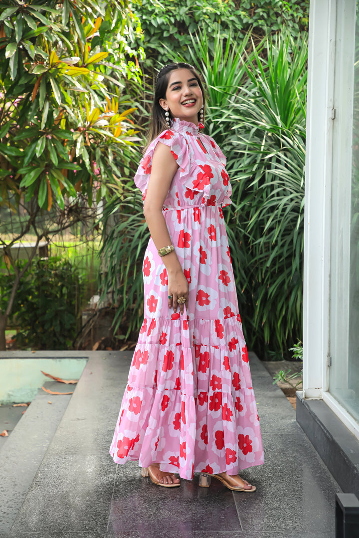 Blossom Pink Floral Maxi Dress - Masakali.Co®