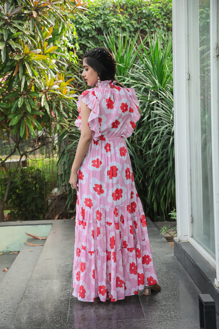 Blossom Pink Floral Maxi Dress - Masakali.Co®