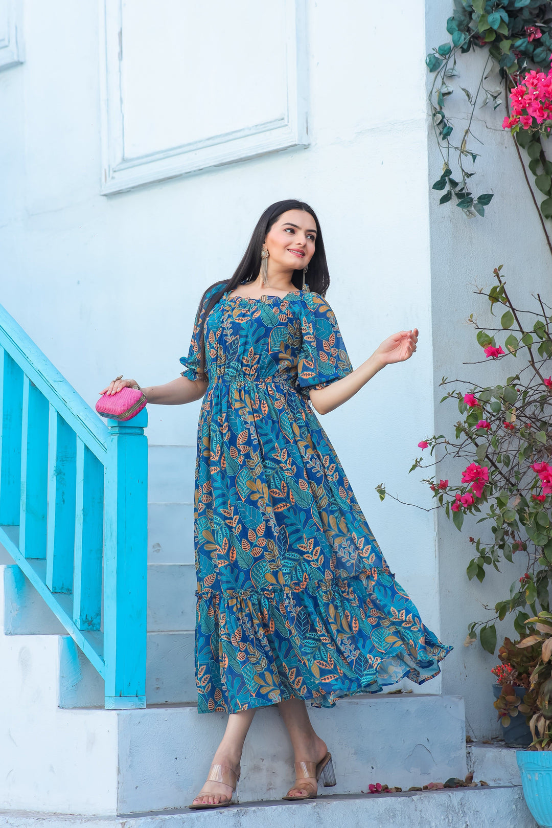 Blue Chill Floral Maxi Dress - Masakali.Co®