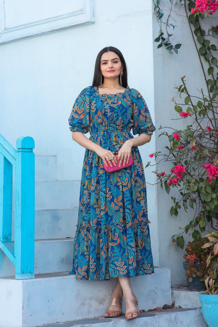 Blue Chill Floral Maxi Dress - Masakali.Co®