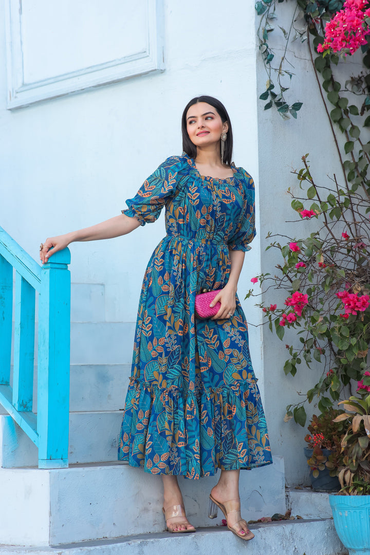 Blue Chill Floral Maxi Dress - Masakali.Co®