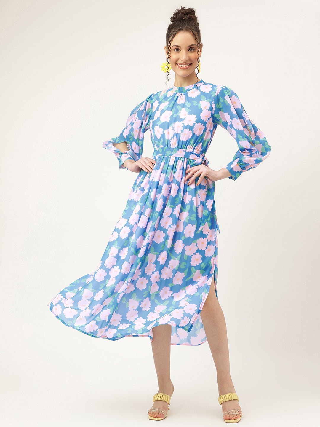 Blue Koi Floral Maxi Dress - Masakali.Co®