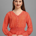 Bright Red Minimal Women's Tops