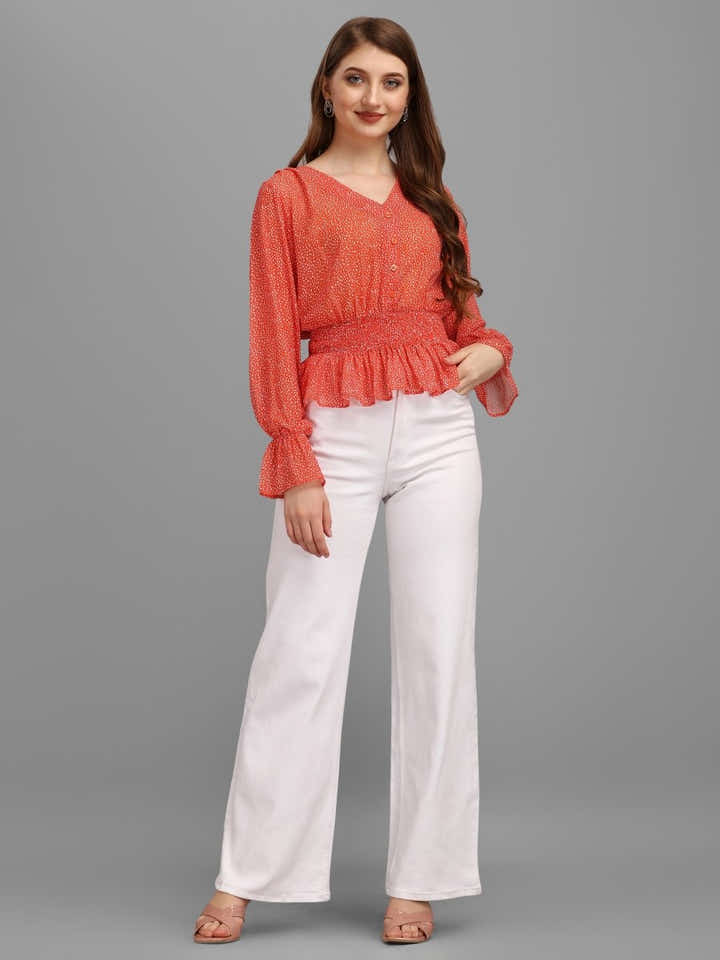 Bright Red Minimal Women's Tops - Masakali.Co®