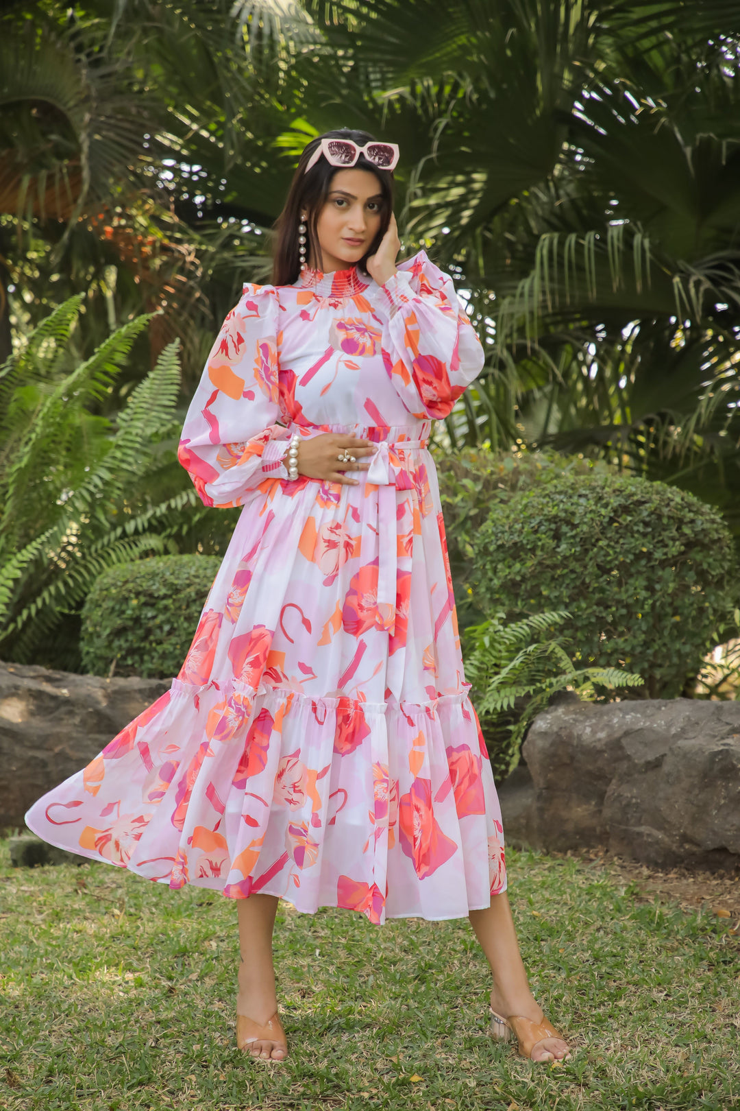 Brink Pink&White Floral Maxi Dress - Masakali.Co®