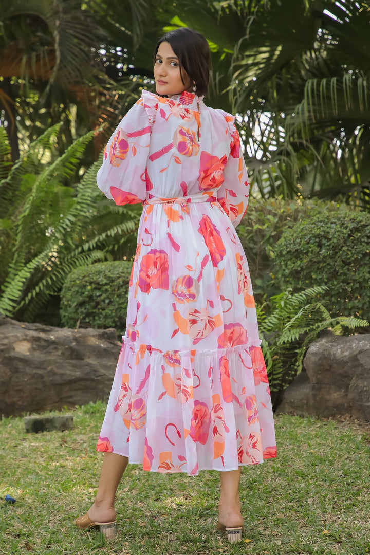 Brink Pink&White Floral Maxi Dress - Masakali.Co®