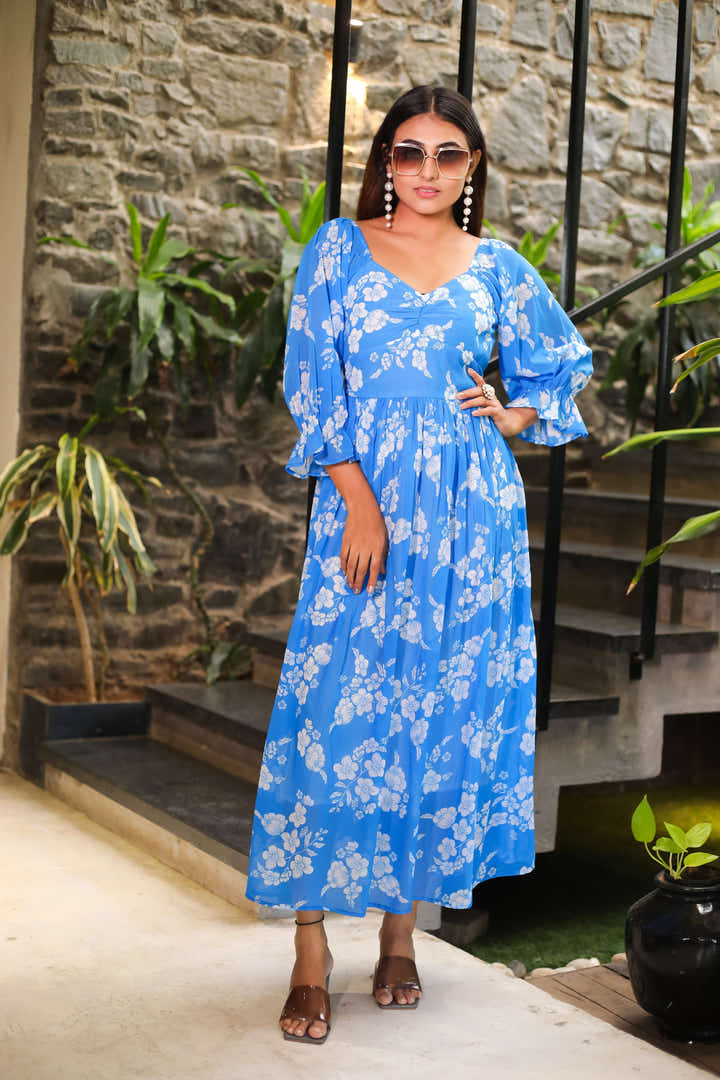 Butterfly Blue Maxi Dress - Masakali.Co®