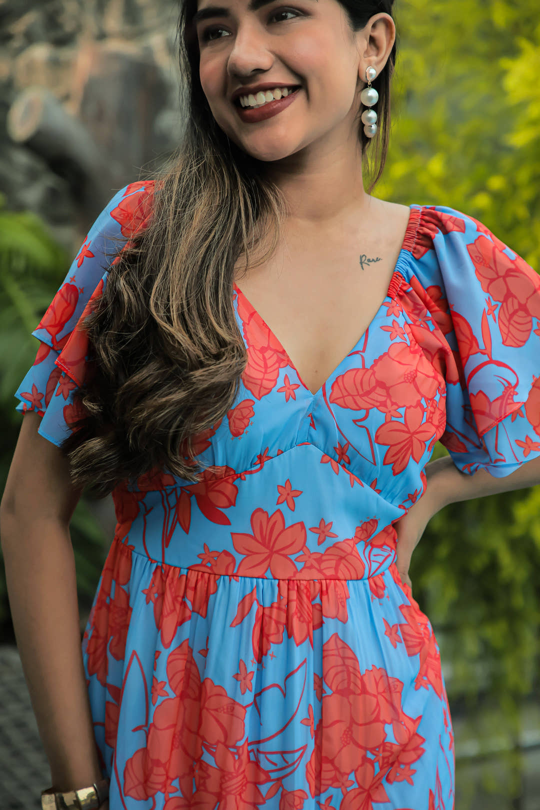 Butterfly Blue & Sunset Orange Maxi Dress - Masakali.Co®