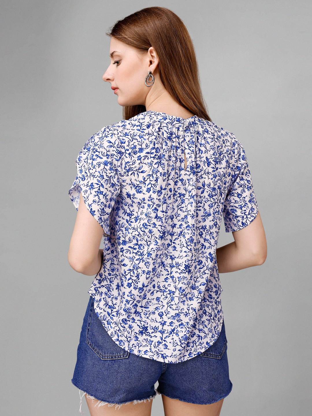 Butterfly BushBlue Floral Womens Top - Masakali.Co®