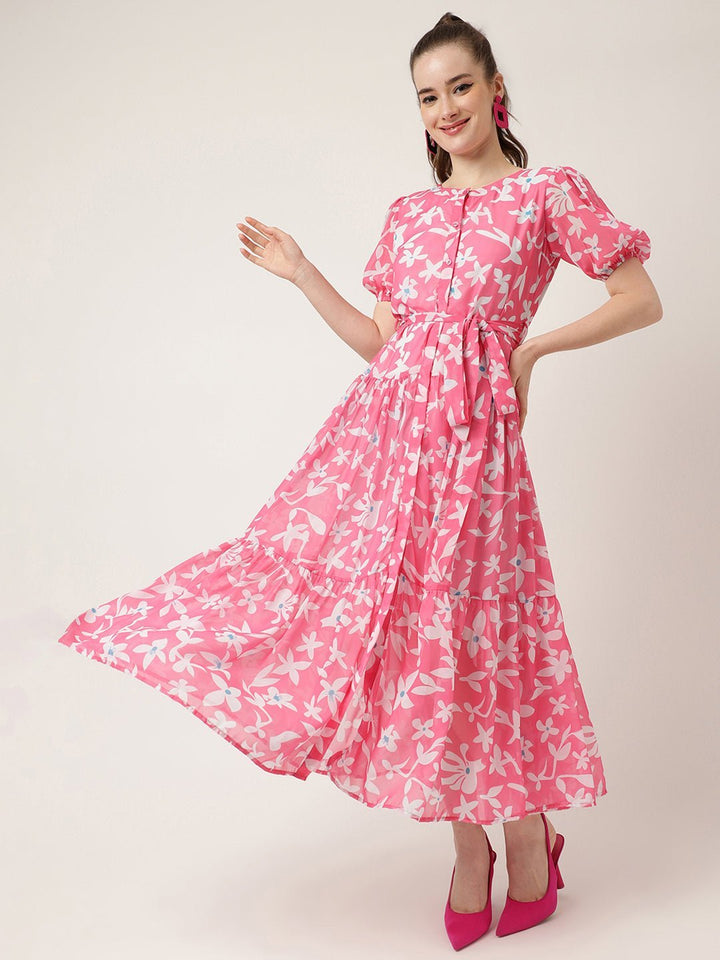 Cadillac Pink Floral Maxi Dress - Masakali.Co®