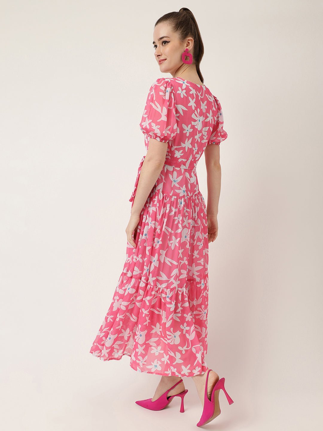 Cadillac Pink Floral Maxi Dress - Masakali.Co®